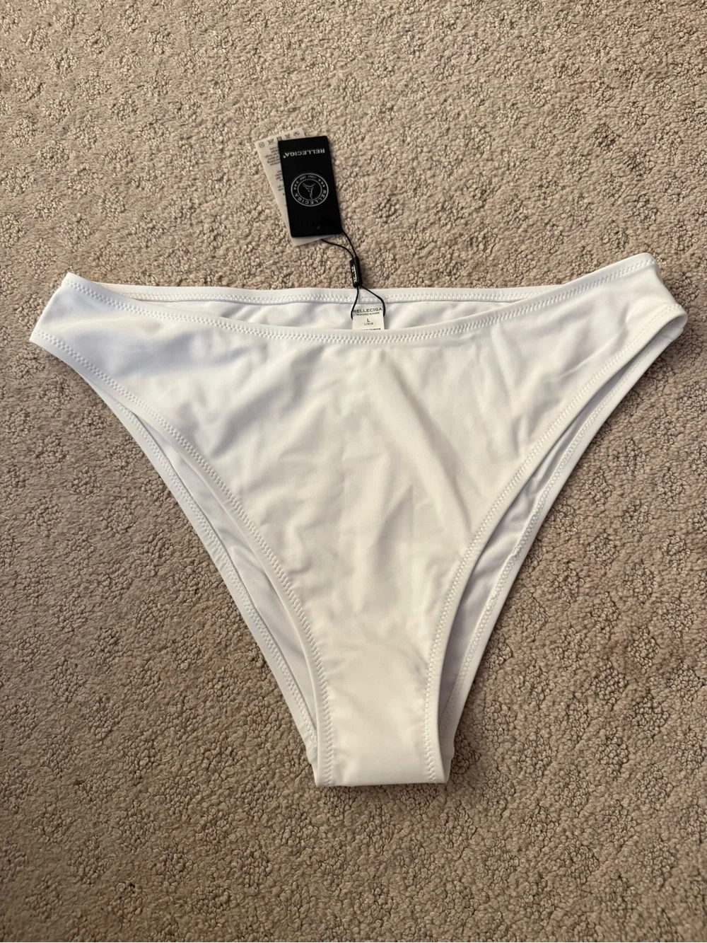 White High-Cut Bikini Bottom Cheeky Swim Beach Vacation White Bikini Bottom